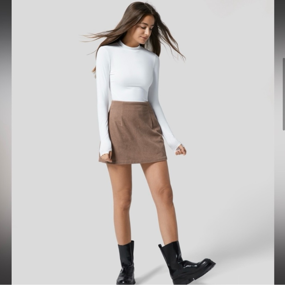 Halara High Waisted Invisible Zipper Corduroy skirt with shorts underneath